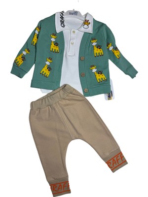 Mini Baray Zürafa Baskılı Ceketli Erkek 3 Lü Takım