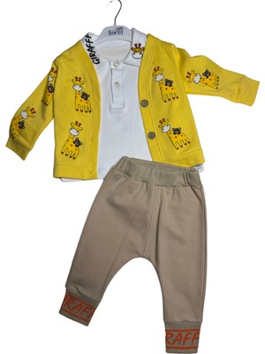 Mini Baray Zürafa Baskılı Ceketli Erkek 3 Lü Takım