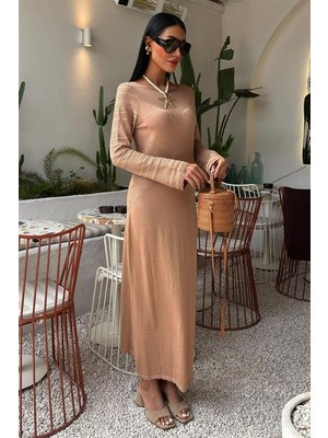 Aisha Elbise Ajur Detaylı Bisiklet Yaka Triko Elbise 2861