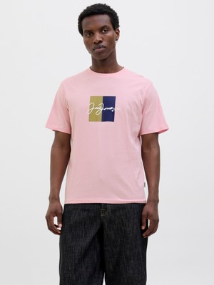 Jack Jones Jorfrederıksberg Box Scrıpt Tee Ss Cn Ln Erkek Pembe Tshirt 12278266-20