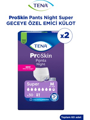 Tena Proskin Pants Night Medium Orta Beden Gece Için Süper Emici Külot 30 Lu 2 Paket / 60 Adet