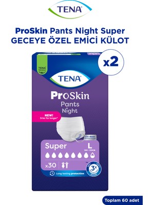 Tena Proskin Pants Night Large Büyük Beden Gece İçin Süper Emici Külot 30'lu 2 Paket - 60 Adet