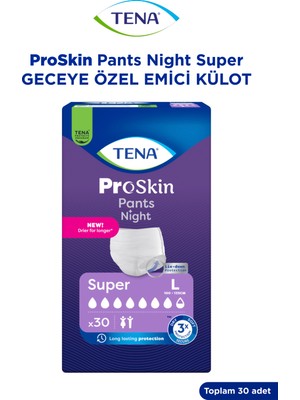 Tena Proskin Pants Night Large Büyük Beden Gece İçin Süper Emici Külot 30'lu Paket