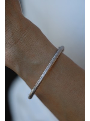 14 Ayar Altın Arpaş Beyaz Mat Simli Kelepçe