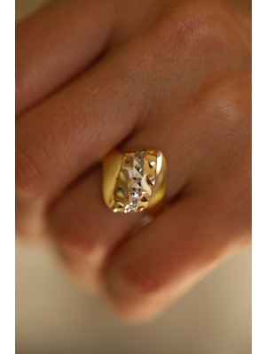 14 Ayar Altın Taşsız Kalemli Anne Yüzük 9