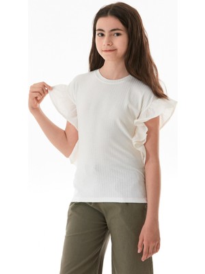 Fitilli Yanları Volanlı Kız Çocuk Bluz