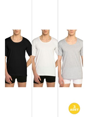 Erkek Geniş Yaka Penye Atlet Fanila 3'lü Paket