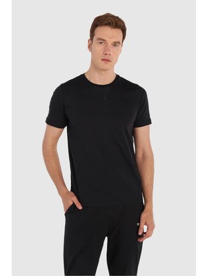 Hummel Elemental Chevron Cotton Erkek Siyah Yuvarlak Yaka Tişört