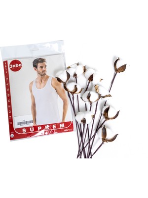 3nbe- 1011 Beyaz Erkek Atleti -6 Adet- Süprem % 95 Pamuk