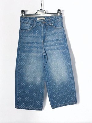 Kız Çocuk Taşlı Geniş Paçalı Jean Pantolon