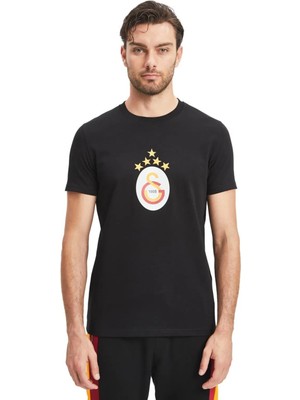 Galatasaray Lisanslı Siyah 5 Yıldız T-Shirt
