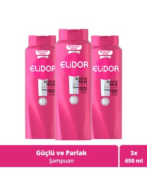 Elidor Güçlü ve Parlak Saç Bakım Şampuanı Parfümsüz 650 ml x3 Canlandırıcı Etki ile