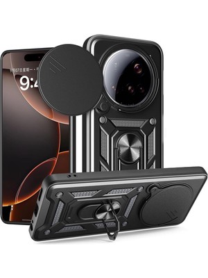 M.TK Moveteck Xiaomi Mi 15 Ultra Kılıf Kamera Korumalı Sürgülü Dönebilen Yüzüklü Armor Military Tank Kızaklı Kapak
