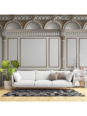 3D Saray Beyaz Panel Altın Motif Duvar Kağıdı Baskı
