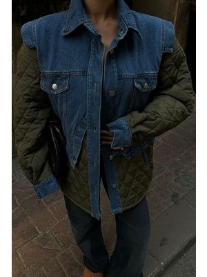 La Mode Istanbul Denim Garnili Kapitone Ceket 7071