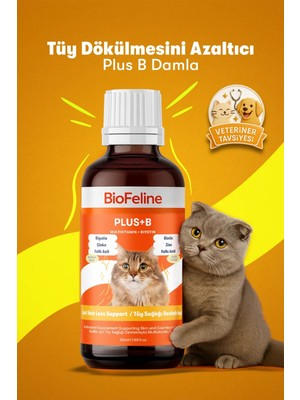 BioFeline Biotinli Tüy Dökülmesini Azaltıcı Plus B Damla 50 ml Kediler için Vitamin Desteği
