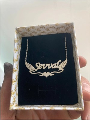 925 Ayar Kalp ve Kanatlı Isimli Gümüş Kolye