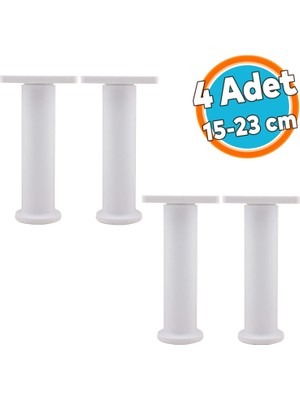 Mobilya Kanepe Sehpa Tv Ünitesi Koltuk Ayarlanabilir Destek Ayağı 15 cm Beyaz Ayak 4 Adet