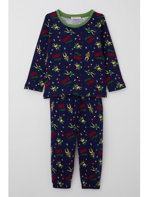 Breeze Erkek Bebek Pijama Takımı Eğlenceli Noel Baba Desenli 9 Ay-3 Yaş, Lacivert