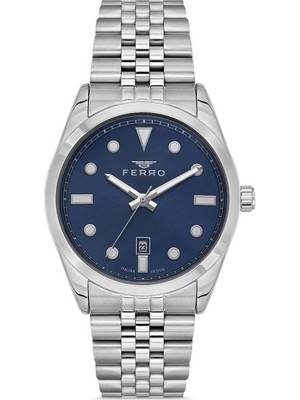 Ferro F11567AWT-A3 Quartz Çelik Gri Mavi Kadran 41 mm Erkek Kol Saati