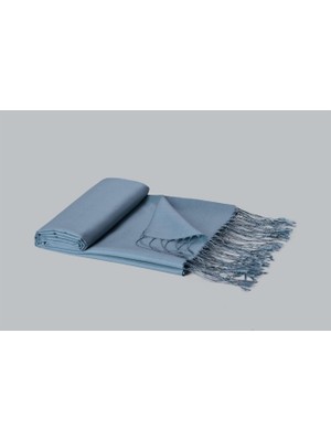 Armanda Çift Taraflı Düz Renk İpek Şal 3011-Kot Mavisi