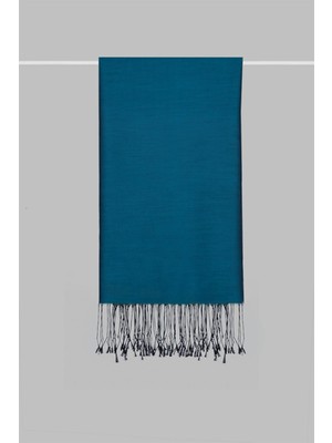 Armanda Kroren Düz Renk Ipeksi Şal 4026-SIYAH Petrol Mavisi