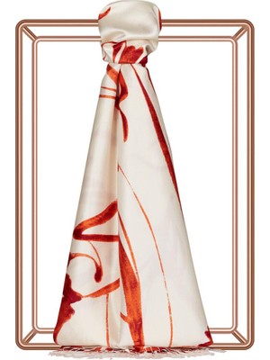 Ipekevi Ambiance Desenli Ipek Şal 08021-TURUNCU