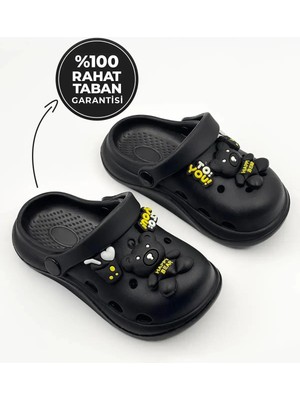 Çocuk Emojili Cross Terlik Bahçe Terliği Plaj Sahil Banyo Terliği 26-27-28-29-30-31-32-33-34-35 Numara