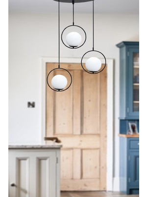 Taşcan Aydınlatma Lito 3 Lü Siyah Tepsili Özel Tasarım Lüx Sarkıt Avize