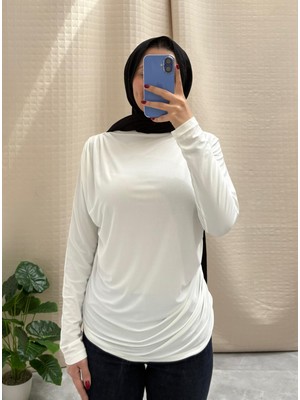 Omuz ve Bel Büzgü Detaylı Sandy Bluz