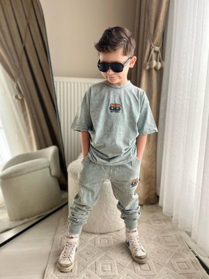 Cg Kids Eksitme Yeşil Enjeksiyon Baskı Bb Basic Alt Eksitme Eşfoman Ince Cep Detay Erkek Çocuk Alt Üst Takım