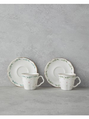 English Home Floria Bone Porselen 4 Parça 2 Kişilik Kahve Fincan Takımı 80 ml Renkli