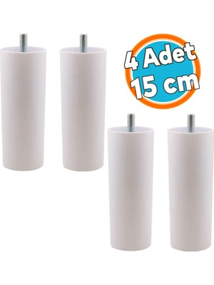 Gizli Mobilya Kanepe Sehpa Tv Ünitesi Koltuk Ince Diş Orta Destek Ayağı 15 cm Beyaz Baza Ayak 4 Adet