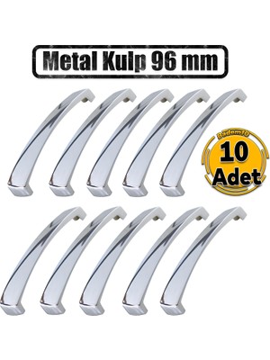 Motif 10 Adet Mobilya Mutfak Dolabı Çekmece Dolap Kapak Kulpları Kulbu Krom 96 mm 9.6 cm Metal Kulp