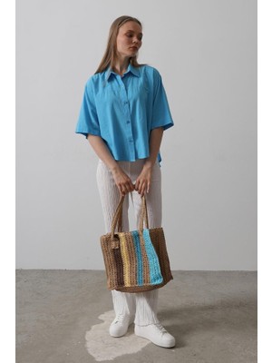 La Mode Istanbul Yarım Kol Gömlek - Turkuaz