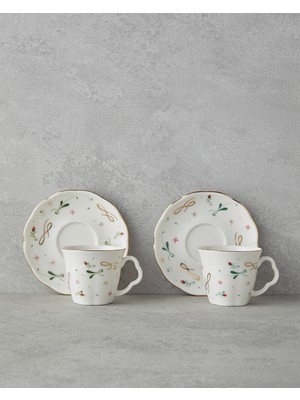 English Home Greena Bone Porselen 4 Parça 2 Kişilik Kahve Fincan Takımı 80 ml Renkli