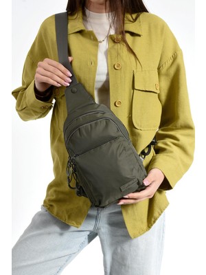 Üç Bölmeli Unisex Göğüs (Bodybag) Çantası Haki (Model: 571-9N)