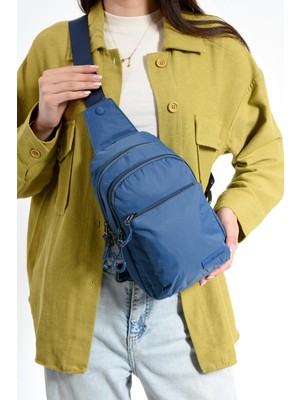 Üç Bölmeli Unisex Göğüs (Bodybag) Çantası Mavi (Model: 571-9N)