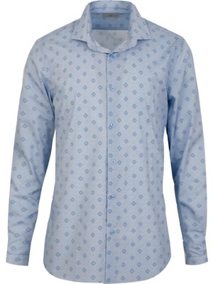 Uki Mavi Slim Fit Uzun Kol Gömlek