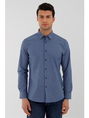 Uki Mavi Slim Fit Uzun Kol Gömlek