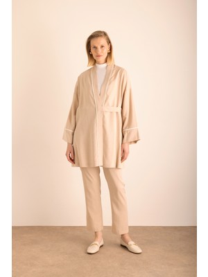 Kemeri Düğme Detaylı Tencel Cotton Kap