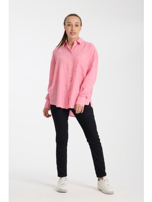 Doğal Dokulu Oversize Kadın Gömlek – %50 Keten %50 Pamuk, Uzun Kollu, Konforlu Stil 2002