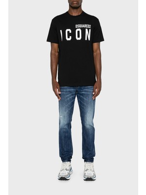 Dsquared2 Baskılı % 100 Pamuk Regular Fit Bisiklet Yaka T Shirt Erkek T Shirt S79GC0080 S23009 980