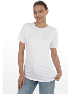 Soft Viskon Uzun Tunik-Beyaz