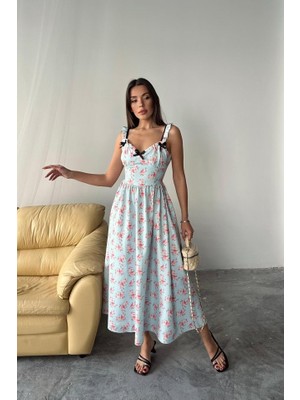 Ag Shoppings Bebe Mavi Önü Fiyonklu Çiçekli Elbise