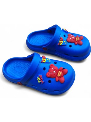 Çocuk Cross Terlik Bçocuk Emojili Cross Terlik Bahçe Terliği Plaj Sahil Banyo Terliği 31-32-33-34-35 Numara Mavi