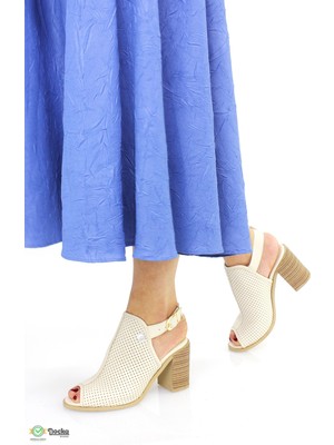 Mammamia Kadın Hakiki Deri Kalın Topuklu Yazlık Ayakkabı M26YS2645