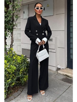 La Mode Istanbul Manşetleri Garnili Kruvaze Ceketli Takım 10168