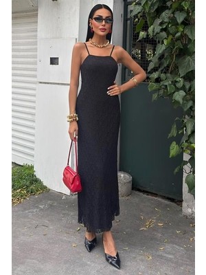 La Mode Istanbul Askıları Ayarlanabilir Örme Dantel Elbise 2879