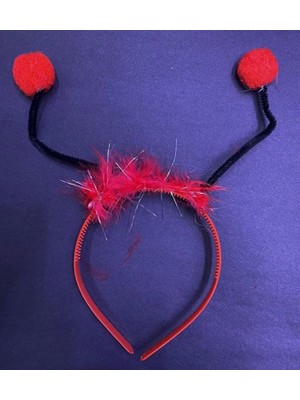 Kırmızı Ponponlu Gösteriler Için Plastik Uğur Böceği Tacı